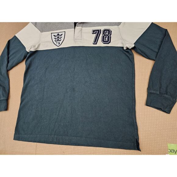 Chaps Polo Shirt Men's Size Medium Colorblock Vent Rugby Long Sleeve - Picture 6 of 12